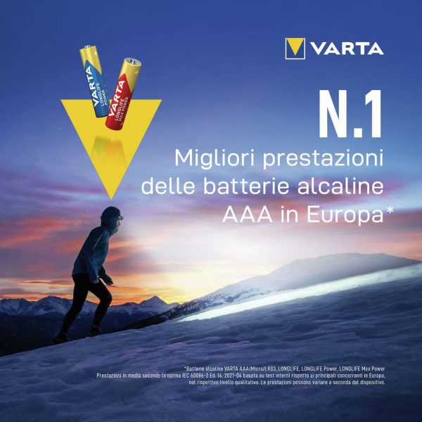 VARTA Longlife Power Batterie AAA Micro LR03 (pacco da 12) Batteria alcalina - Made in Germany - Ideali per giocattoli, torce, controller e altri dispositivi a batteria - immagine 2