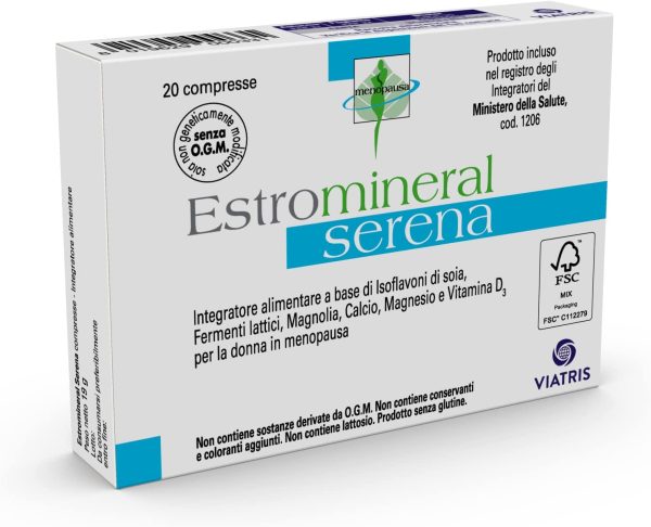 Estromineral Serena integratore alimentare menopausa con isoflavoni di soia, fermenti lattici, magnolia, calcio, magnesio e vitamina D3 senza glutine e lattosio 20 compresse - immagine 2