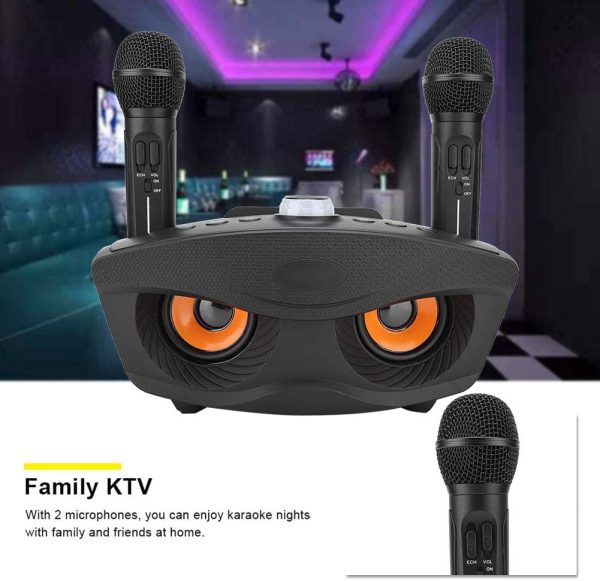 Bewinner Karaoke Wireless,Altoparlante Bluetooth per la Casa con Due Microfoni,Microfono Altoparlante Karaoke Portatile per Feste in Casa Microfono Bluetooth Portatile Altoparlante Karaoke Casa Nero - immagine 6