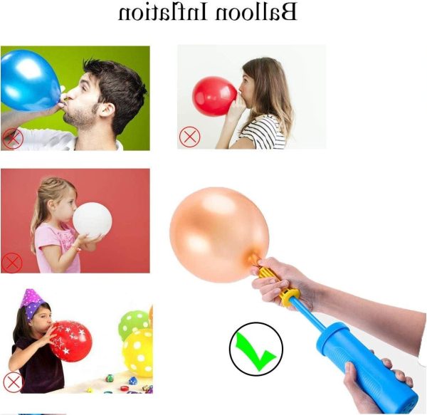 Voarge Pompa ad aria a palloncino, pompa ad aria a due vie, pompa ad aria a spinta manuale per feste o attivit?? (blu) - immagine 2