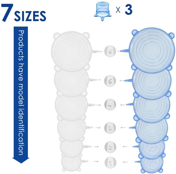 longzon Coperchi in Silicone Estensibile, [15pcs] Coperchi Riutilizzabili Elastici, Eco Coperchio in Silicone Stretch Adatta Diverso Contenitore, Mantenere Il Cibo Fresco - Rotondo - immagine 9