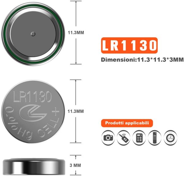 Confezione da 40 pacchi batteria alcalina batteria a bottone AG10/LR54/LR1130/389 1.5V Confezione da 40 batterie - immagine 6