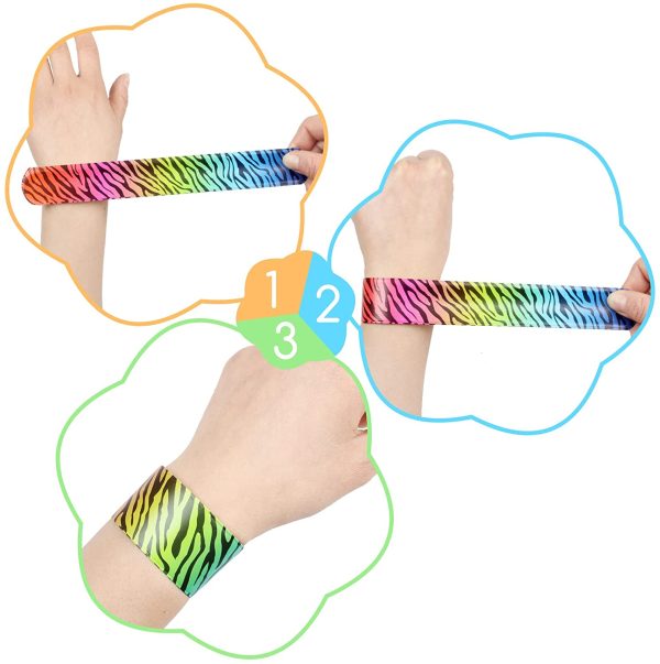 Annhao Braccialetti Slap, 60 Pezzi Slap Bracelets Gadget Bigiotteria Fai da Te Slap Band Slap Bracciali, Bracciali a Scatto Compleanno Regalo Festa per Bambini Ragazze e Ragazzi - immagine 2