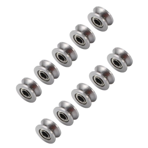 Akozon UCuscinetto a Gola 10 pz U624ZZ U Cuscinetto A Sfera Acciaio In Miniatura Guida U-groove Puleggia Rail Cuscinetto A Sfere Doppio Scudo 4 * 13 * 7mm - immagine 7