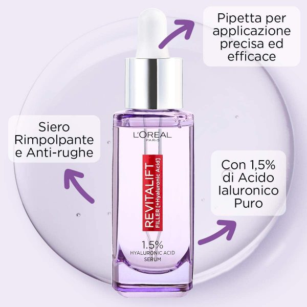 L'Or??al Paris Siero Viso Revitalift Filler, Azione Rimpolpante e Anti-Rughe, Altamente Concentrato con Acido Ialuronico al 1.5%, 30 ml - immagine 6