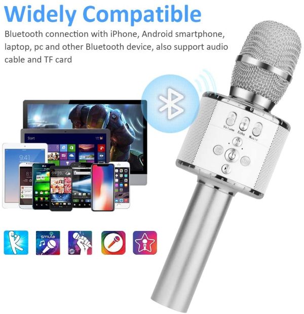 Ankuka wireless karaoke microfoni altoparlante, 4 in 1 Handheld Portable Bluetooth Home KTV, lettore audio di qualit?? superiore per canto e registrazione, compatibile con Android e iOS - immagine 4