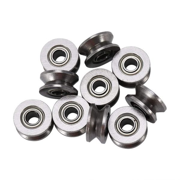 Akozon UCuscinetto a Gola 10 pz U624ZZ U Cuscinetto A Sfera Acciaio In Miniatura Guida U-groove Puleggia Rail Cuscinetto A Sfere Doppio Scudo 4 * 13 * 7mm