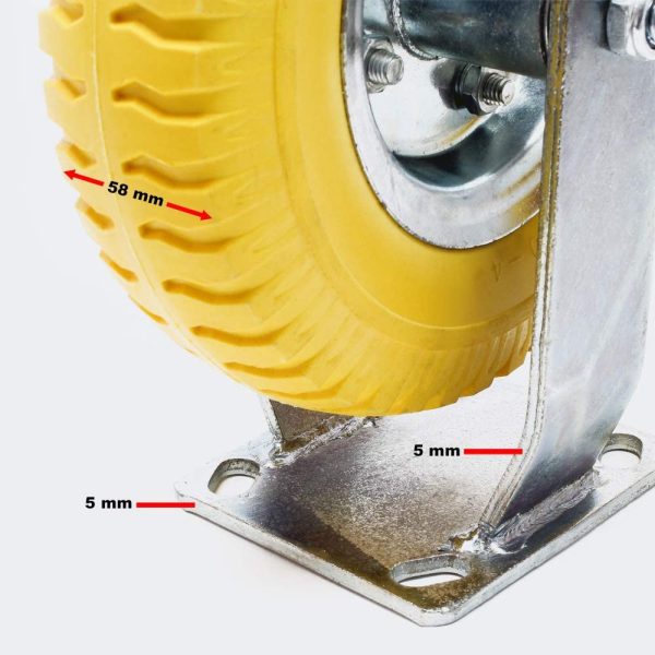 Ruota da trasporto anti-foratura 225x58mm con supporto fisso e disco in metallo - immagine 6