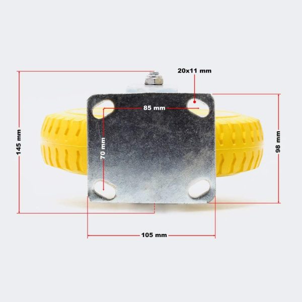 Ruota da trasporto anti-foratura 225x58mm con supporto fisso e disco in metallo