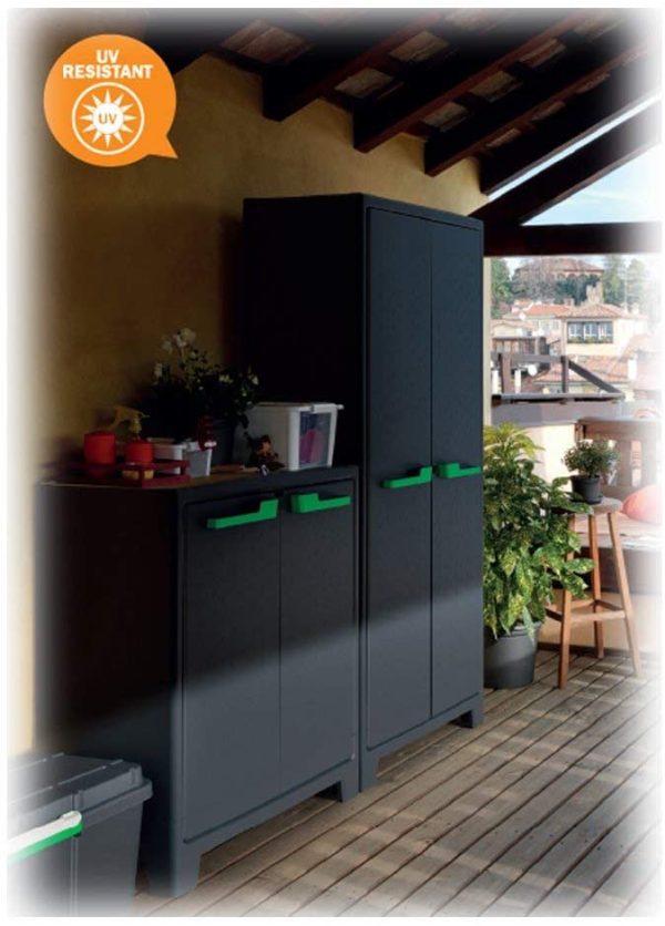 Keter Armadio basso Moby formato XL - Armadio Impermeabile Certificato Ipx3 per garantire resistenza agli agenti atmosferici - 80x44x100 cm - immagine 4