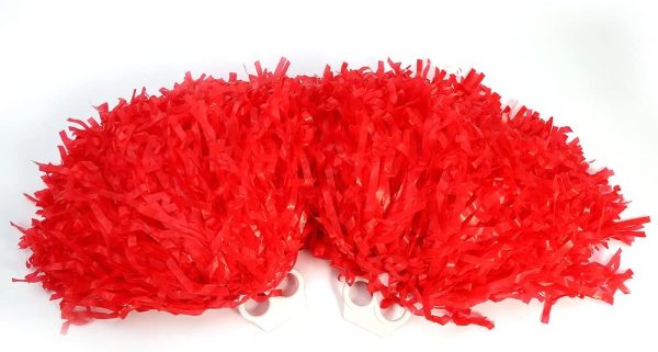 Cheerleading Pom Poms Pompon Cheerleader per Sport con Palla Danza Fancy Dress Festa Notturna(Rosso) - immagine 4