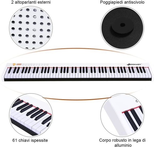 COSTWAY Pianoforte Digitale 88 Tasti, Tastiera Elettronica Portatile con Tasti Pesati, Funzione MIDI e Bluetooth, Ideale per Bambini e Adulti - immagine 7