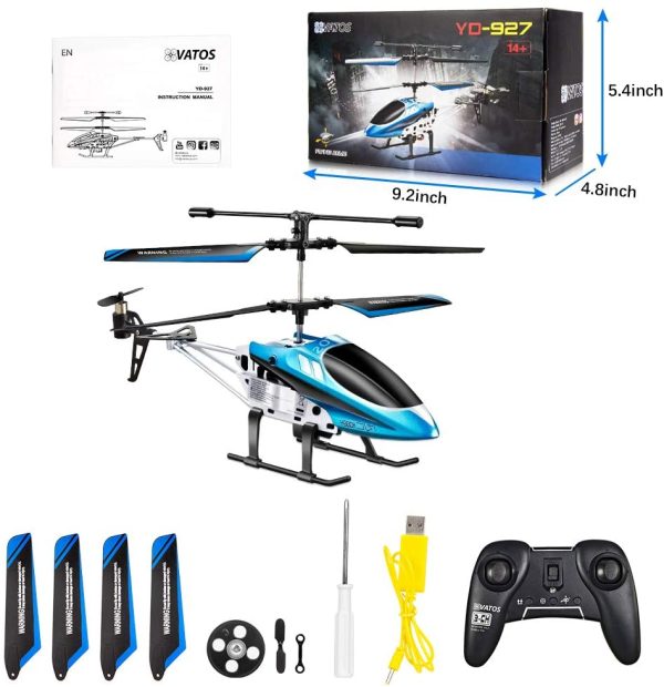 VATOS Elicottero telecomandato Elicottero RC Elicottero Indoor Outdoor Aereo Regalo Bambini YD-927 3 canali 2.4 GHz LED Luce giroscopio Funzione oscillante - immagine 2