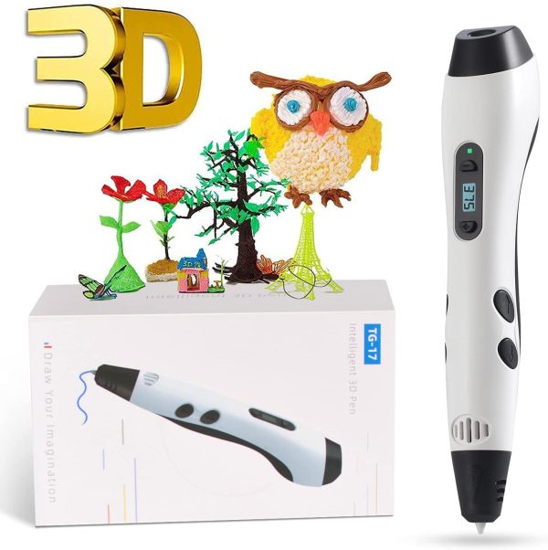 Penna 3D Professionale, Penna 3D Stampa + 28 Colori Set Filament, Temperatura Regolabile/velocit??, Ugello Sostituibile, Penna Stampa 3D Regalo Creativo Fai da Te, Compatibile con ABS/PLA/PCL - immagine 2