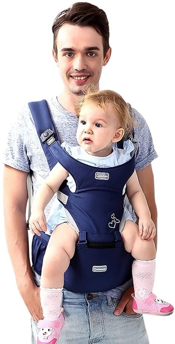 SONARIN Front Premium Marsupio Neonati Ergonomico Con Sedile,Multifunzione,Bambino da 0 a 3 anni,fibbia rotante a farfalla,Sicuro e Comodo,Adattato al crescere del tuo bambino(Blu) - immagine 7