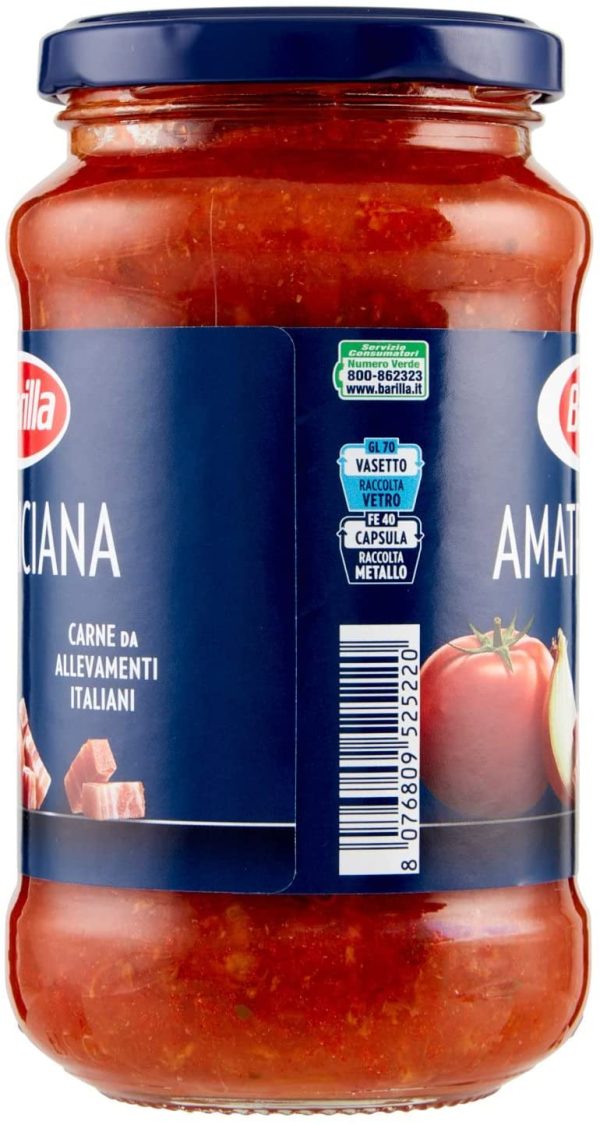 Barilla - Sugo all'Amatriciana - Salsa Pronta al Pomodoro con Pancetta, Cipolla e Peperoncino - 400 gr