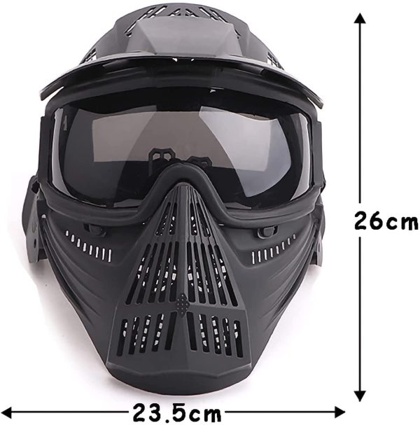 Sensong Maschera per softair con occhiali di protezione, maschera tattica Full Face per softair Halloween CS gioco di feste - immagine 4