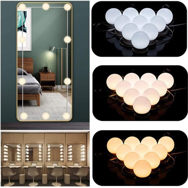 6 Pezzi Luci da Specchio a LED  ,Lampada da Trucco a LED con Lampadine Dimmerabili 3000K-6500K Lampade da Toeletta - immagine 2