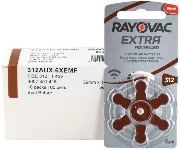 60 piles auditives Rayovac 312 Extra advanced / pile auditive PR41 / piles pour appareils auditifs / 312AE,A312,DA312,P312,PR312H by Rayovac - immagine 2