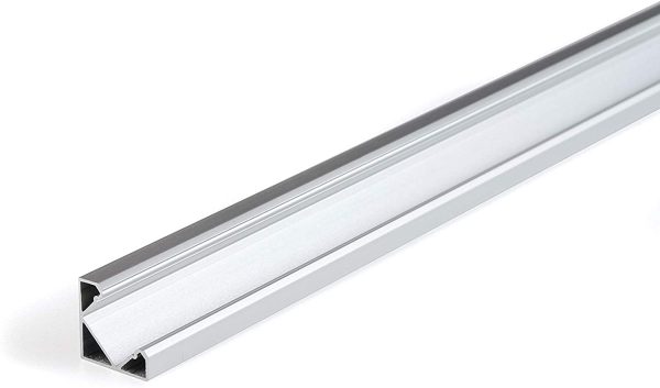 KingLed - Profilo in Alluminio Angolare 45 Gradi da 1 Metro Modello 007 con Cover Opaco Per Striscia Led Cod 1242 - immagine 3