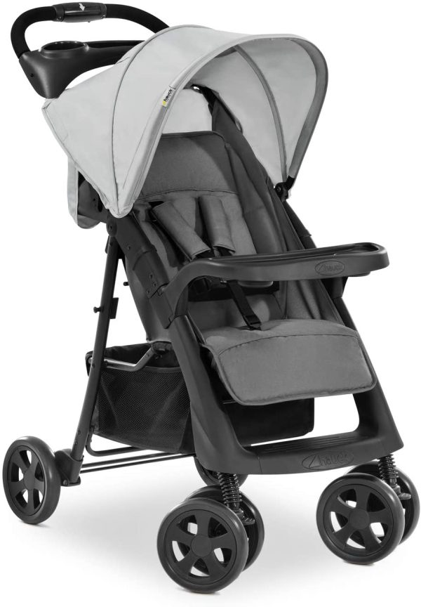 Hauck Passeggino Shopper Neo 2 25 kg Portata, 2 Porta Bevande, Pieghevole Veloce Compatto, Posizione Nanna dalla Nascita, Grande Cesto Portaoggetti, Finestra Cuc??, Grigio