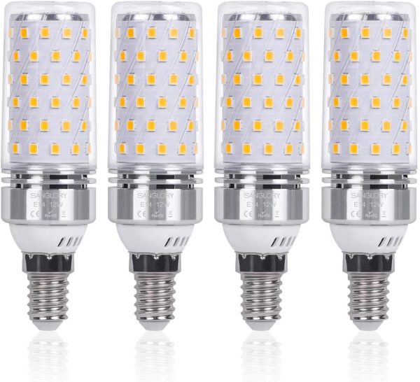 4 Pezzi Lampadina LED E14 12W Equivalenti a 100W 1350 Lumens Alta luminosit?? e Risparmio Energetico Non Dimmerabile Lampade LED E14 Luce Bianco Caldo 3000K per Lampadario (E14 Calda) - immagine 7