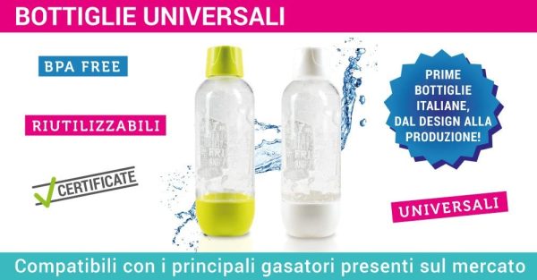 Coppia di bottiglie per gasatore riutilizzabili - UNIVERSALI* - compatibili con altri gasatori - immagine 4