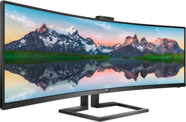 Philips Monitor Curvo 49", 499P9H, Gaming Superwide 32:9, risoluzione 5120*1440, Adaptive Sync, HDR 400, Multiview con KVM Switch integrato, Docking station USB-C, Microfono, Low Blue, Vesa, Nero - immagine 2