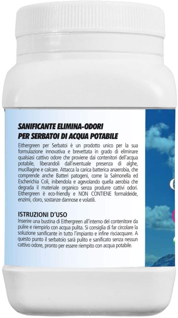 Eithergreen SANIFICANTE - Elimina odori per serbatoi di acqua potabile - Contro cattivi odori, mucillagini e calcare - 4 bustine idrosolubili da 20g - immagine 4