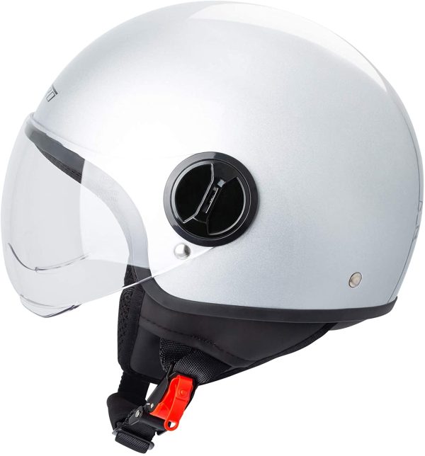 Casco Jet Demi Urban Moto Omologato ECE 22 Visiera Avio Sferica SonicMoto Argento XS - immagine 4