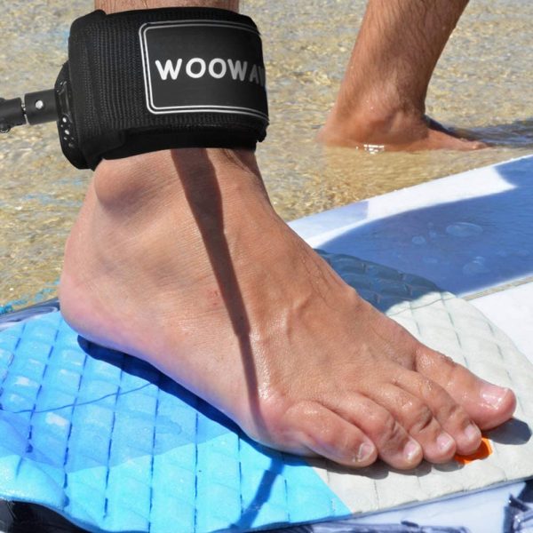 WOOWAVE SUP Leash, Premium Straight Surfing Leash 7 mm 6ft/7ft/8ft/9ft, Corda per Gambe con Polsino a sgancio rapido per tavola da Surf e Surf - immagine 4