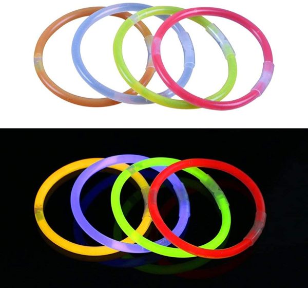 Vicloon Braccialetti Luminosi Fluorescenti, 100Pcs Luminose per Party, Bagliore Colorato Bastoni Bulk con Connettori per Party, Feste e Carnevale (Colori Misti) - immagine 6