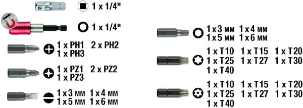 KWB GERMANY GMBH 118490 - Scatola di punte con punte da 32 pezzi, acciaio al cromo-vanadio - immagine 2