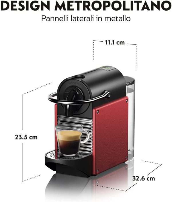 Pixie EN124.R Macchina per caff?? Espresso di De'Longhi, 1260 W, Plastica, Rosso, Metallo - immagine 2