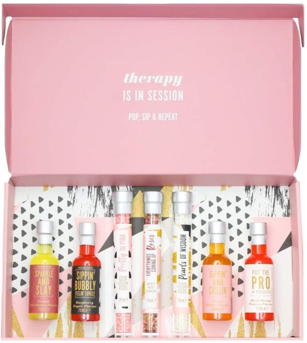 Modern Gourmet Foods, Prosecco Therapy, Kit per Cocktail Frizzanti al Prosecco, Set Regalo, Include 4 Miscele per Cocktail al Gusto di Frutta, Perle e Petali di Rosa Commestibili (alcool non incluso) - immagine 5