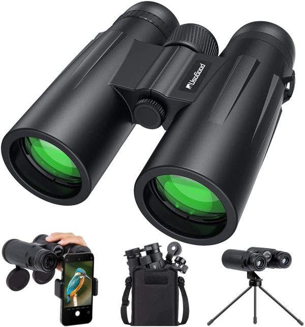 Usogood Binocolo Professionale 12 x 50 per Adulti - Prismi BaK4 e obiettivo FMC, Binocolo Compatto per il Birdwatching, la Caccia, L'escursionismo con Adattatore Telefonico per Treppiede - immagine 6