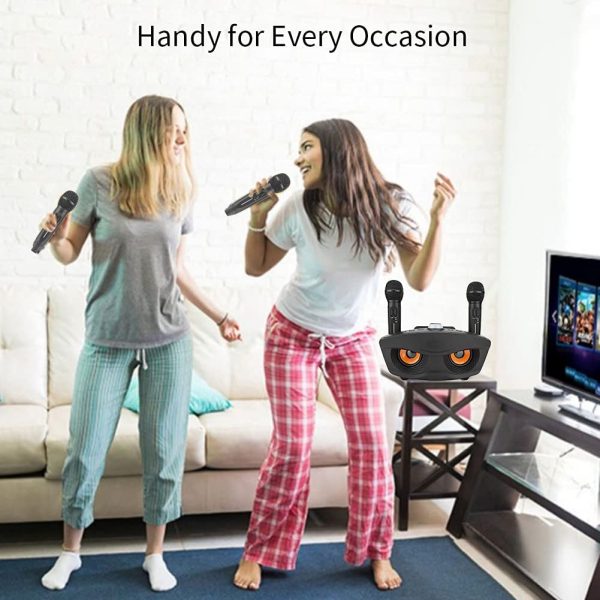 Bewinner Karaoke Wireless,Altoparlante Bluetooth per la Casa con Due Microfoni,Microfono Altoparlante Karaoke Portatile per Feste in Casa Microfono Bluetooth Portatile Altoparlante Karaoke Casa Nero - immagine 3