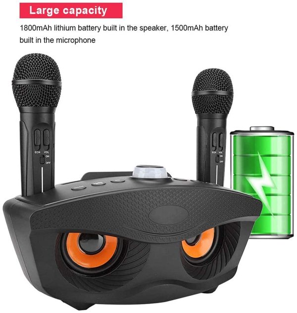 Bewinner Karaoke Wireless,Altoparlante Bluetooth per la Casa con Due Microfoni,Microfono Altoparlante Karaoke Portatile per Feste in Casa Microfono Bluetooth Portatile Altoparlante Karaoke Casa Nero - immagine 4