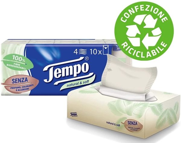 Tempo Fazzoletti in Box, 4 Veli Natural & Soft, 70 fazzoletti, 240 g - immagine 2