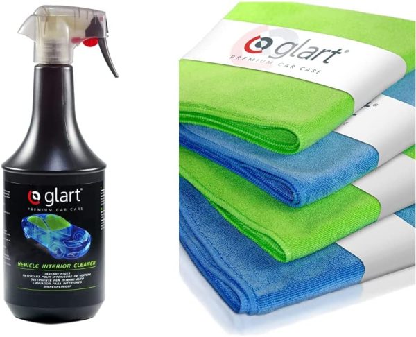 451IR Detergente per gli interni dell'auto, adatto per la cura di abitacolo, imbottiture, pelle e cruscotto, 1000 ml & 4448 Set da 4 Panni Multiuso, Blu/Verde - immagine 6