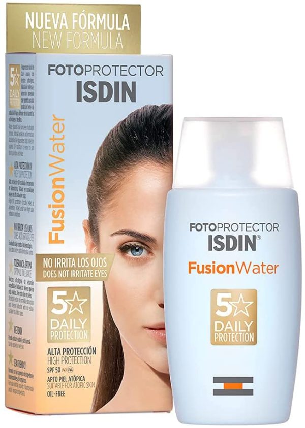 ISDIN Fotoprotector Fusion Water SPF 50 50ml | Fotoprotettore viso per uso quotidiano | Texture ultraleggera