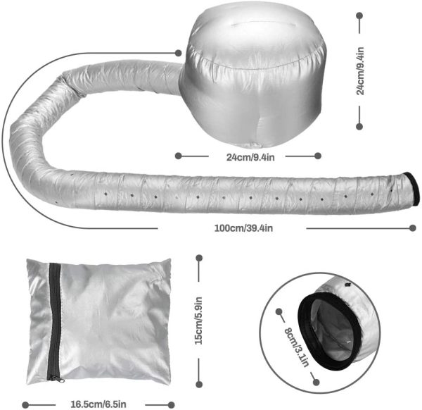 Casco per asciugatura cuffia asciugacapelli, Welltop cuffia termica per capelliper capelli regolabile a mano libera Utilizzato per asciugatura, acconciatura, arricciatura (Argento) - immagine 6