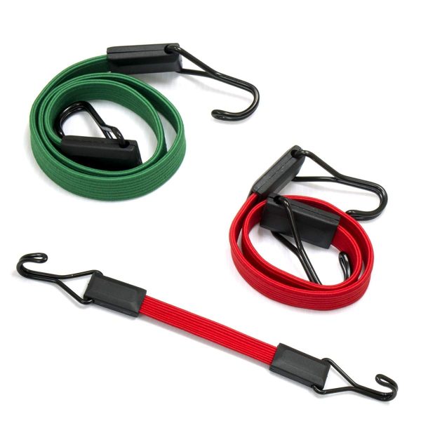 Amazon Basics Cinghie di fissaggio, lunghezza 2.5 m, larghezza 25 mm & Corde elastiche piatte, 80 cm, 60 cm - immagine 6