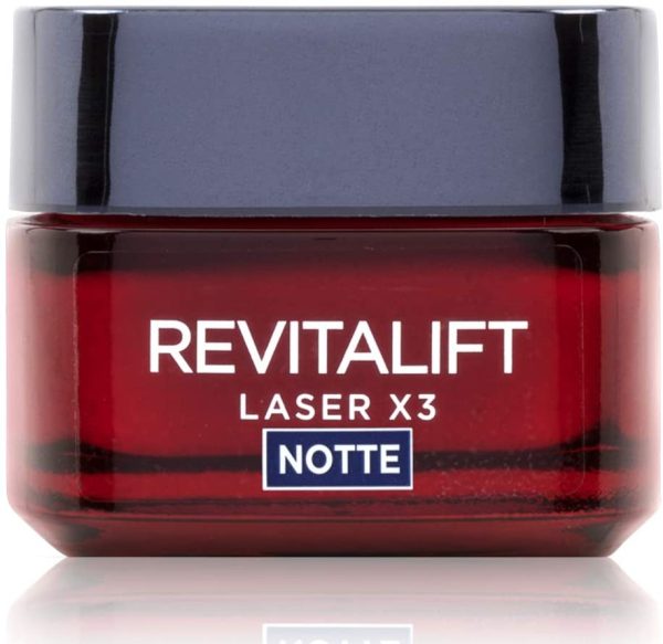 L'Or??al Paris Crema Viso Notte Revitalift Laser X3, Azione Antirughe Anti-Et?? con Acido Ialuronico e Pro-Xylane, 50 ml - immagine 3