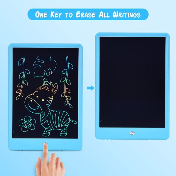 Blueswan Tavoletta Grafica LCD Scrittura 10 Pollici Colorato, Cancellabile e Riutilizzabile, adatto per il Disegno, Aritmetica, Regalo Riocattolo educativo per Ragazzi e Ragazze -Blu - immagine 6