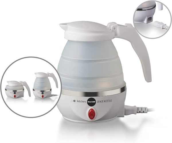 MACOM Just Kitchen 862 Space Kettle Bollitore Elettrico Pieghevole Salvaspazio da Viaggio, 220 - 240 V, Bianco - immagine 2