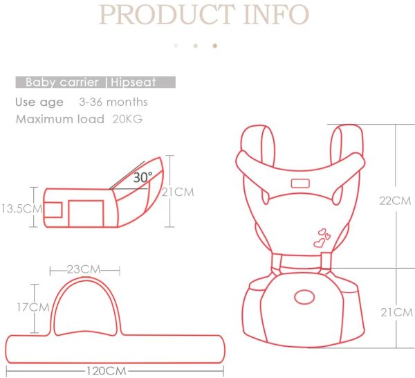 SONARIN Front Premium Marsupio Neonati Ergonomico Con Sedile,Multifunzione,Bambino da 0 a 3 anni,fibbia rotante a farfalla,Sicuro e Comodo,Adattato al crescere del tuo bambino(Blu) - immagine 8