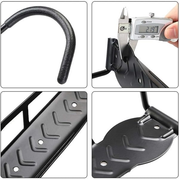 Set 2 Staffe Ganci Porta Bicicletta Bici da Parete Muro Staffa Gancio Supporto Pieghevole in Gomma Salvaspazio per Mountain Bike Superficie Antiscivolo in Acciaio per Casa Cantina Garage - immagine 7