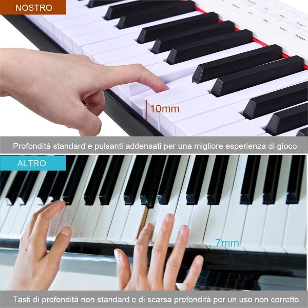 COSTWAY Pianoforte Digitale 88 Tasti, Tastiera Elettronica Portatile con Tasti Pesati, Funzione MIDI e Bluetooth, Ideale per Bambini e Adulti - immagine 9