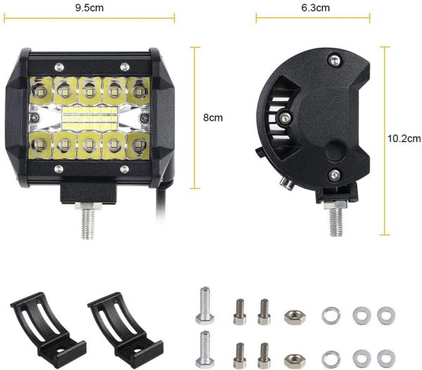 Faro da Lavoro LED, 2 Pezzi Faretti Fendinebbia 4"60W, 6000K Fari LED Impermeabile Fuoristrada Barra per MOTO SUV ATV UTV Camion